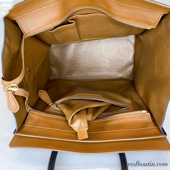 🎈SOLD Tricolor Mini Luggage Tote Brown Black - Picture 3 of 8